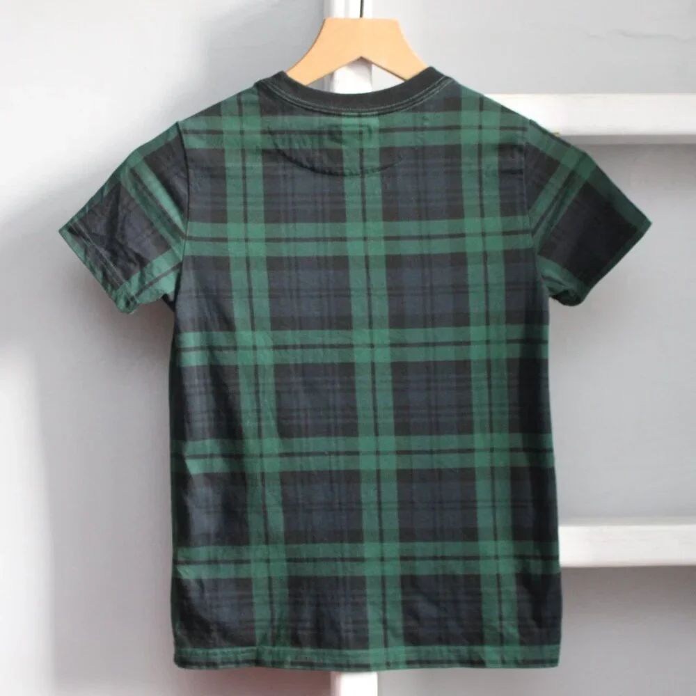 Polo Bear Green Navy Plaid Cotton Jersey Short Sleeve Tee T-Shirt Boys Size 7 - Picture 3 of 5